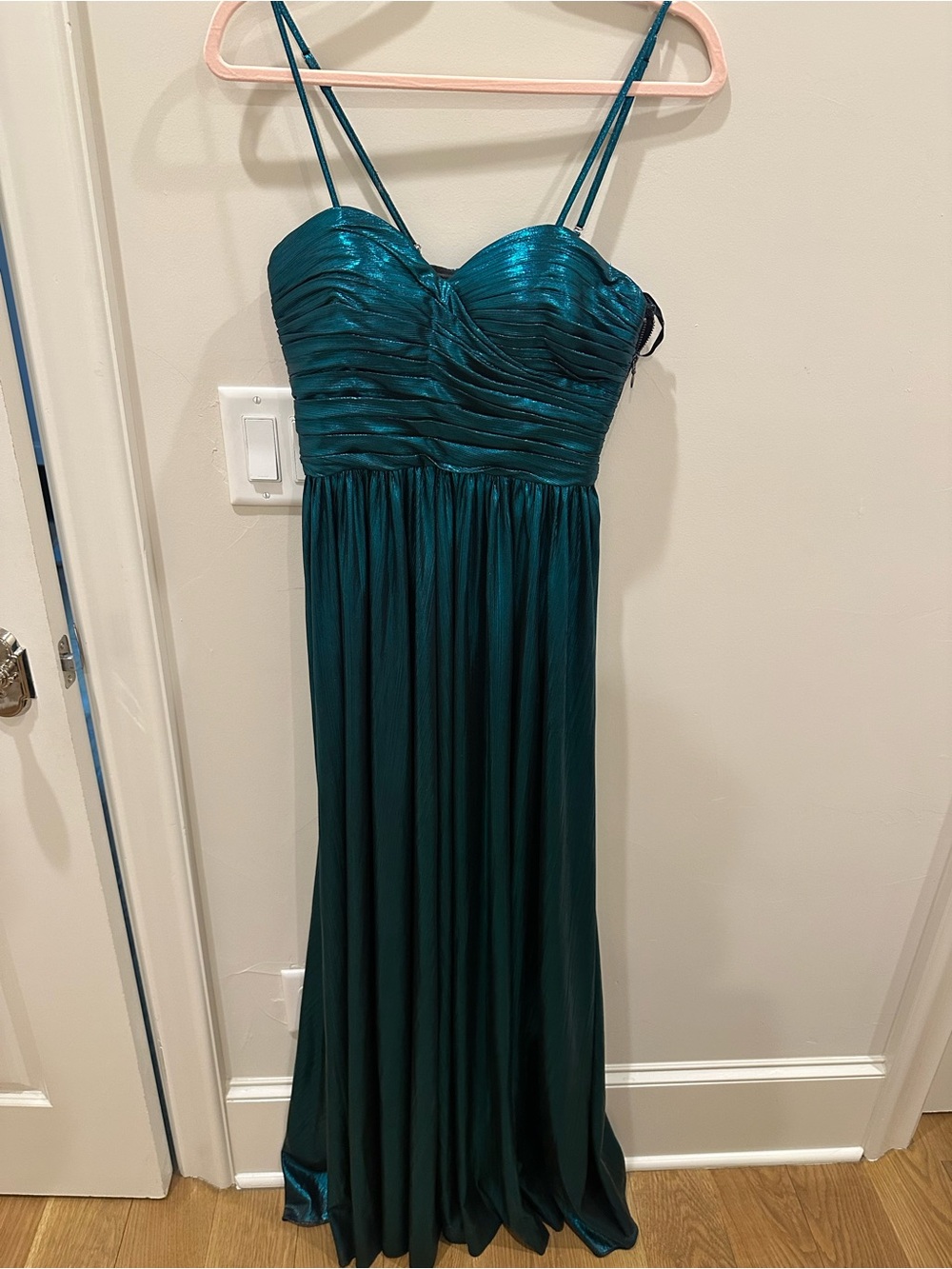 Retrofete Teal Shimmer Strappy Maxi Dress
